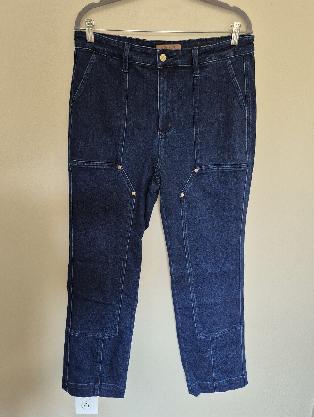 Judy Blue Dark Indigo Straight-Leg Utility Jeans